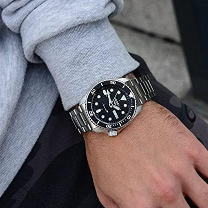 Seiko 5 Sports Automatic Day Date Black Dial Silver Steel Strap Watch for Men - SRPD55K1 - Image 8
